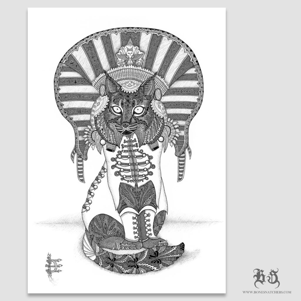 Zīmējuma prints "King kitty"