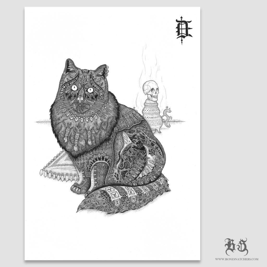 Zīmējuma prints "Voodoo cat"