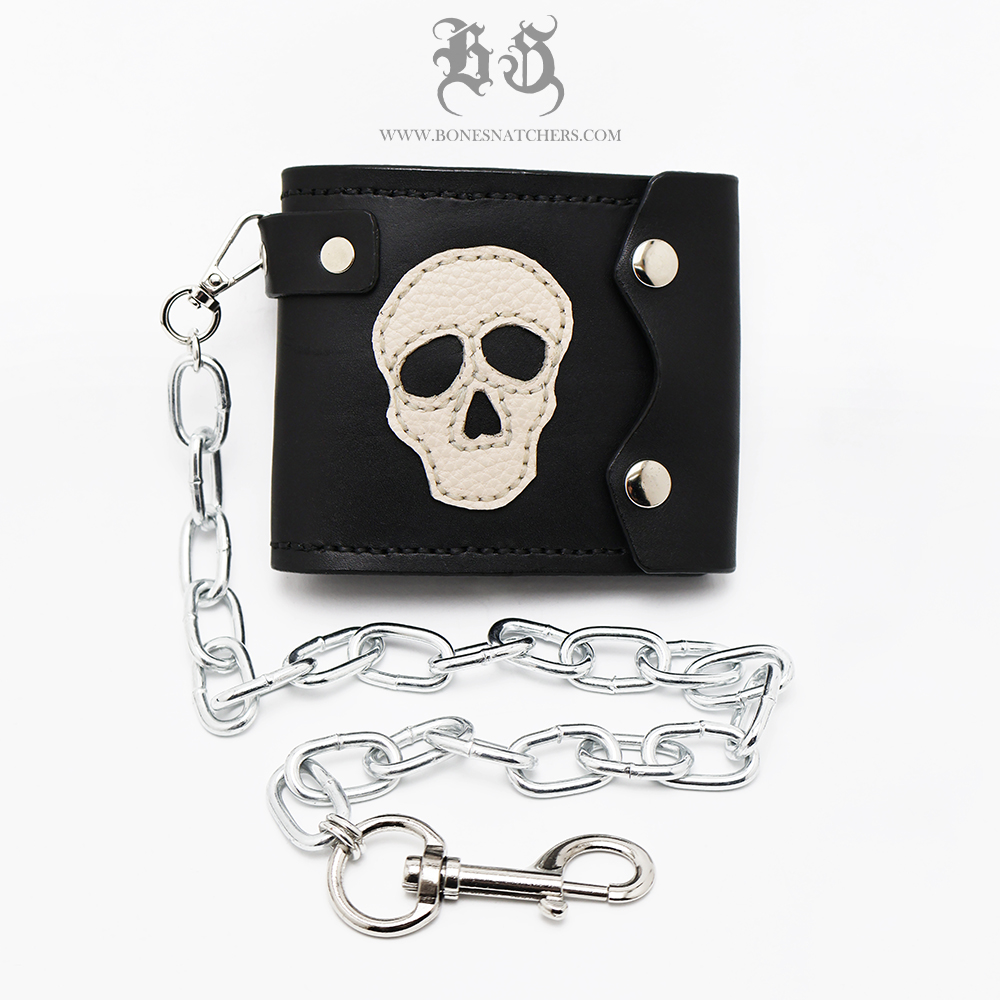 Heavy leather skull wallet
